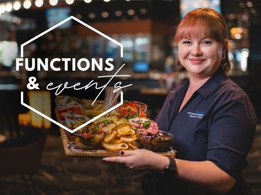 Functions and events: a staff member holding a share platter